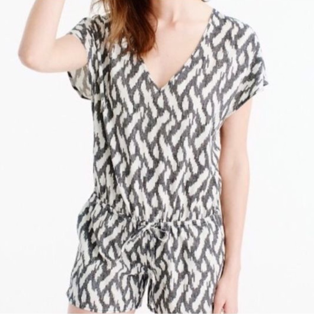 J Crew Linen Ikat Romper Size Large